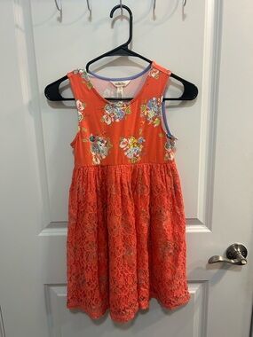Matilda Jane Girls Size 8 Coral Floral Lace Dress Boho Cottagecore Easter Spring